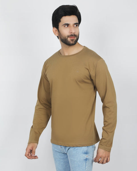 Eminent Men's Full Sleeves Round Neck T-Shirt - Dark Sandy, Men's T-Shirts & Polos, Eminent, Chase Value