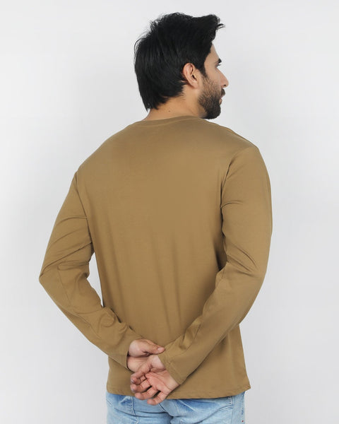Eminent Men's Full Sleeves Round Neck T-Shirt - Dark Sandy, Men's T-Shirts & Polos, Eminent, Chase Value