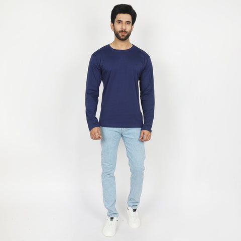 Eminent Men's Full Sleeves Round Neck T-Shirt - Navy Blue