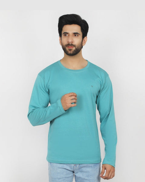 Eminent Men's Full Sleeves Round Neck T-Shirt - Teal, Men's T-Shirts & Polos, Eminent, Chase Value