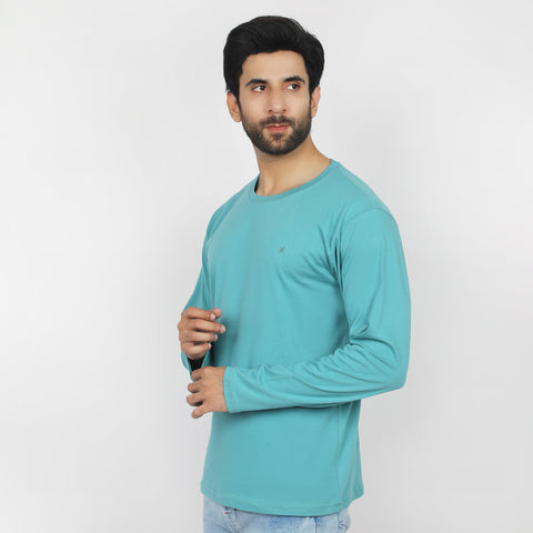 Eminent Men's Full Sleeves Round Neck T-Shirt - Teal