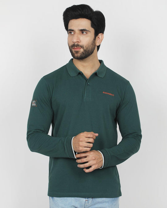 Eminent Men's Full Sleeves Polo T-Shirt - Dark Green, Men's T-Shirts & Polos, Eminent, Chase Value
