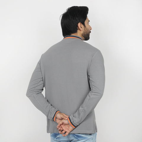 Eminent Men's Full Sleeves Polo T-Shirt - Ash Grey, Men's T-Shirts & Polos, Eminent, Chase Value