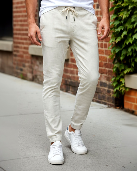 Eminent Men's Stripe Trouser - Khaki Stri