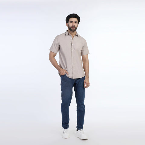 Eminent Men's Casual Half Sleeves Shirt - Beige