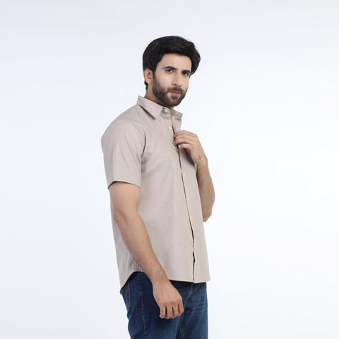 Eminent Men's Casual Half Sleeves Shirt - Beige