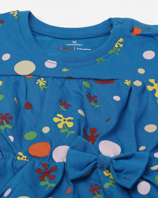 Eminent Newborn Girls Half Sleeves T-Shirt - Olympian Blue