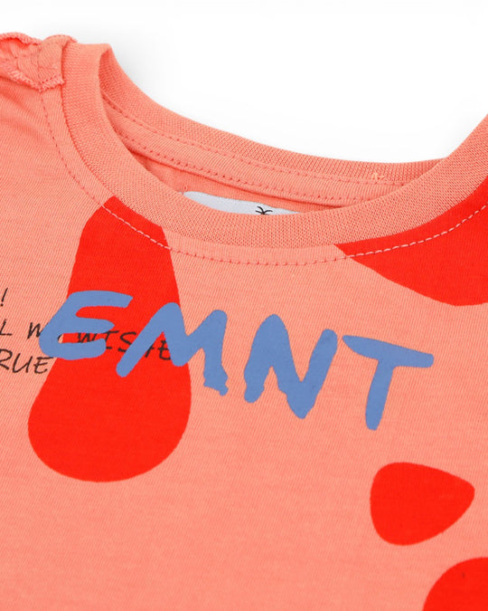 Eminent Newborn Girls Half Sleeves T-Shirt - Coral Haze