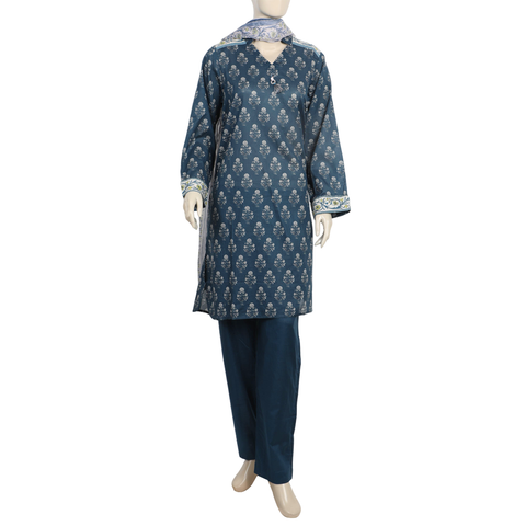 Eminent Women's 3pcs Stitched Suit - Steel Blue