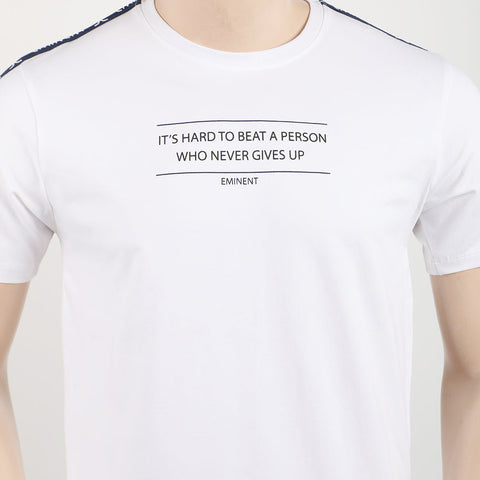Eminent Men's Round Neck Half Sleeves Printed T-Shirt - Off White