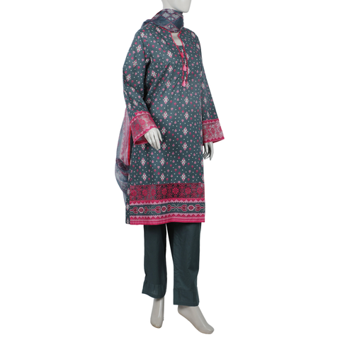 Eminent Women's Embrioded Stitched 3pcs Suit - Grey