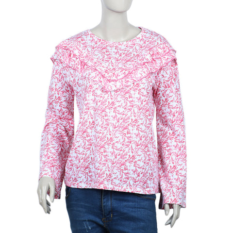 Eminent Women's Bermuda Frill Top - White & Pink, Women T-Shirts & Tops, Eminent, Chase Value
