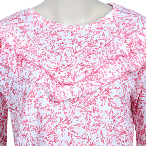Eminent Women's Bermuda Frill Top - White & Pink, Women T-Shirts & Tops, Eminent, Chase Value