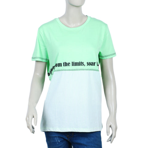 Eminent Women's Half Sleeves Printed T-Shirt - Green, Women T-Shirts & Tops, Eminent, Chase Value