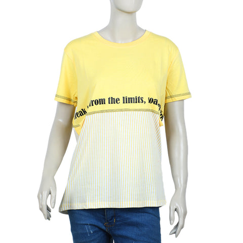 Eminent Women's Half Sleeves Printed T-Shirt - Yellow