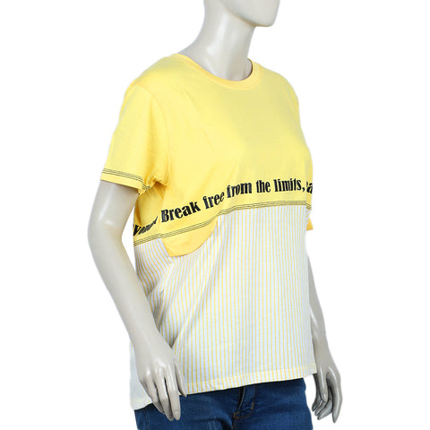Eminent Women's Half Sleeves Printed T-Shirt - Yellow, Women T-Shirts & Tops, Eminent, Chase Value