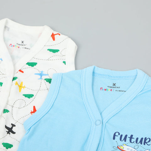 Eminent Newborn Boys Sleeves Less Vest Pack of 2, Newborn Boys Sets & Suits, Eminent, Chase Value