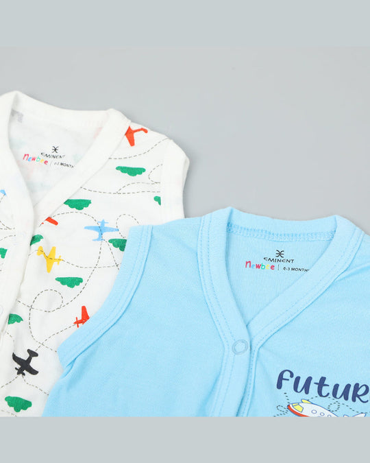Eminent Newborn Boys Sleeves Less Vest Pack of 2, Newborn Boys Sets & Suits, Eminent, Chase Value