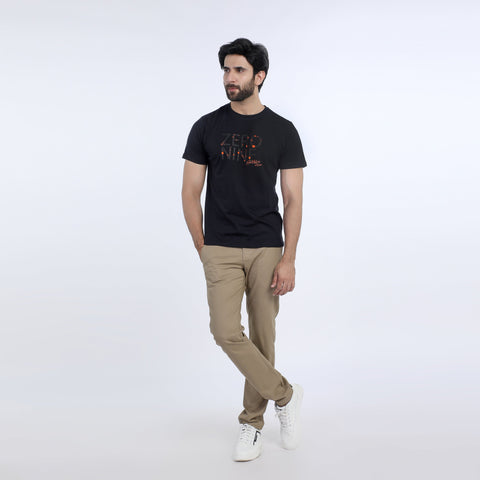 Eminent Men's Half Sleeves Round Neck T-Shirt - Black