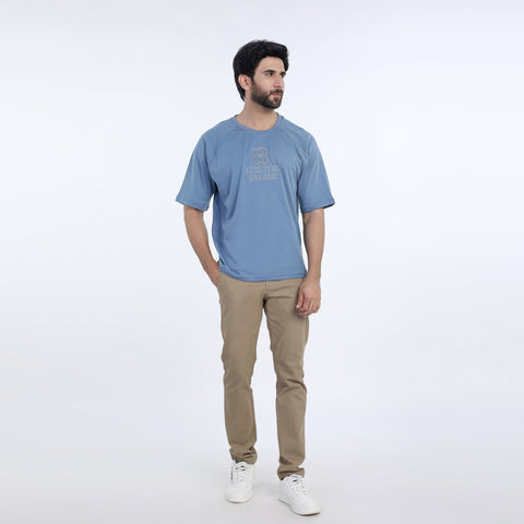 Eminent Men's Half Sleeves Round Neck T-Shirt - Ash Blue