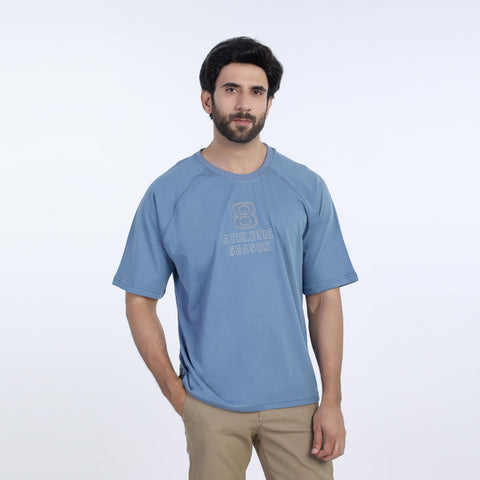 Eminent Men's Half Sleeves Round Neck T-Shirt - Ash Blue