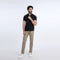 Eminent Men's Half Sleeves Sherwani Collar Front Open T-Shirt - Black