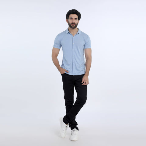 Eminent Men's Half Sleeves Polo Front Open Shirt - Sky Blue