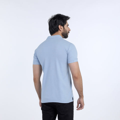 Eminent Men's Half Sleeves Polo Front Open Shirt - Sky Blue