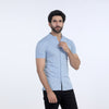 Eminent Men's Half Sleeves Sherwani Collar Front Open T-Shirt - Sky Blue