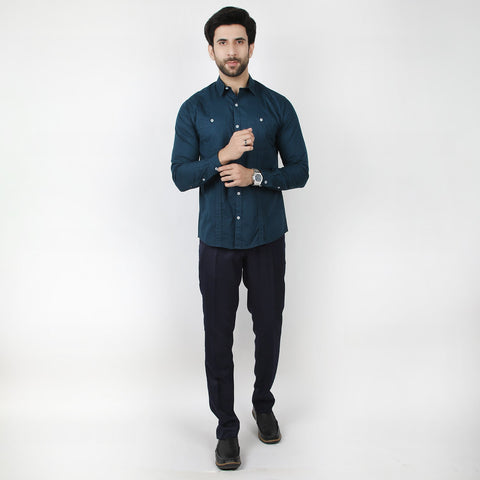 Eminent Men's Casual Plain Shirt - Teal