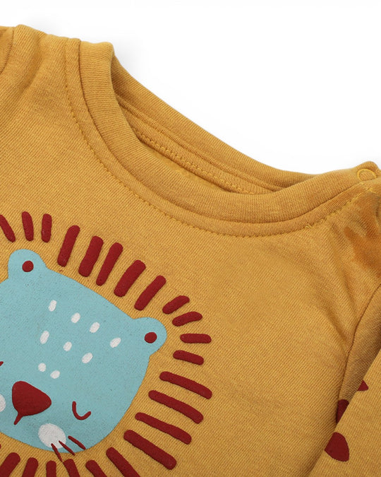 Eminent Newborn Girls Full Sleeves T-Shirt - Mustard