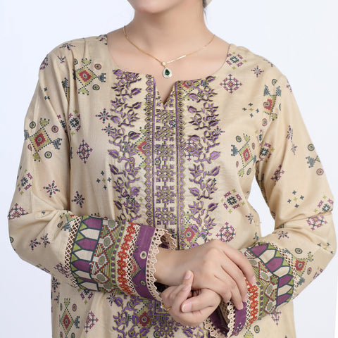 Eminent Women's Embroidered 03 Pcs Suit - Purple