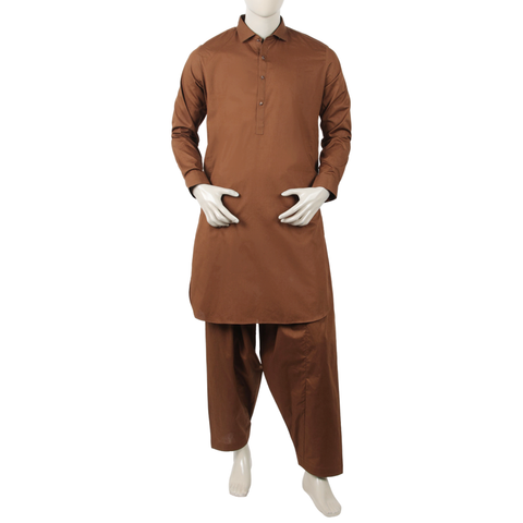 Eminent Men's Trim Fit Shalwar Suit Plain - Coffee, Men's Shalwar Kameez, Eminent, Chase Value