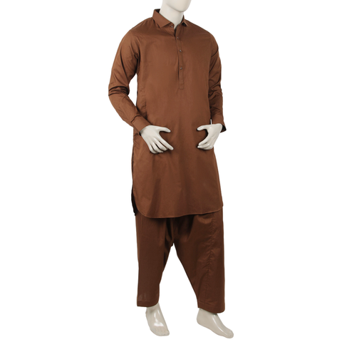 Eminent Men's Trim Fit Shalwar Suit Plain - Coffee, Men's Shalwar Kameez, Eminent, Chase Value