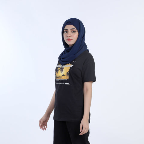 Eminent Women's Half Sleeves Printed T-Shirt - Black, Women T-Shirts & Tops, Eminent, Chase Value