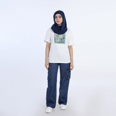 Eminent Women's Half Sleeves Printed T-Shirt - Off White, Women T-Shirts & Tops, Eminent, Chase Value