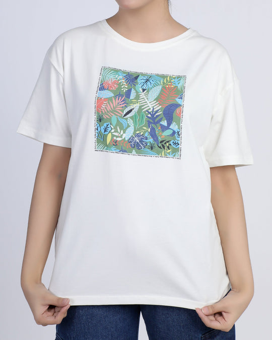 Eminent Women's Half Sleeves Printed T-Shirt - Off White, Women T-Shirts & Tops, Eminent, Chase Value