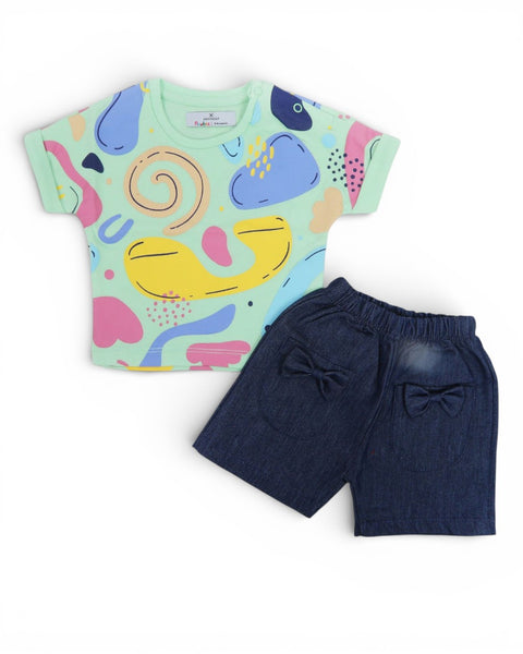 Eminent Newborn Girls Half Sleeves Suit - Lime Green