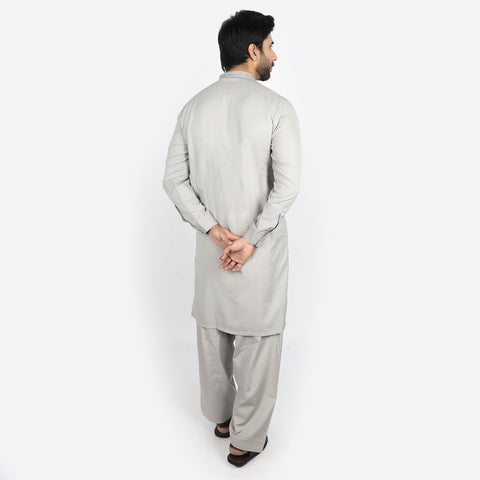 Eminent Men's Embroidered Kurta Shalwar Suit - Grey