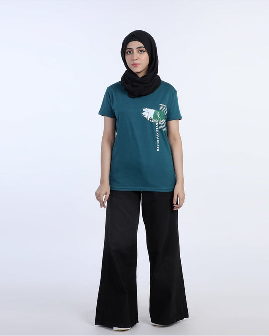 Eminent Women's Printed Half Sleeves T-Shirt - Green, Women T-Shirts & Tops, Eminent, Chase Value