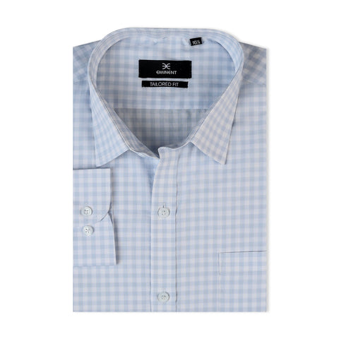 Eminent Men's Formal Check Shirt - Light Blue