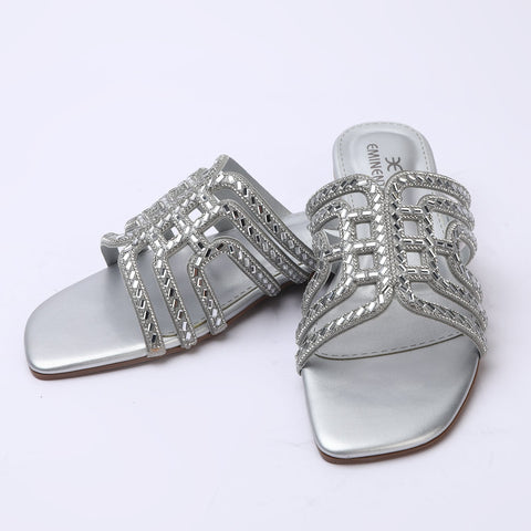 Eminent Women's Fancy Slipper - Silver, Women Slippers, Chase Value, Chase Value
