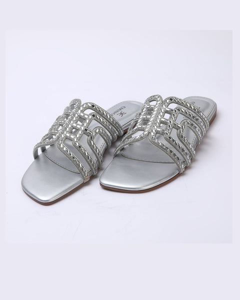 Eminent Women's Fancy Slipper - Silver, Women Slippers, Chase Value, Chase Value