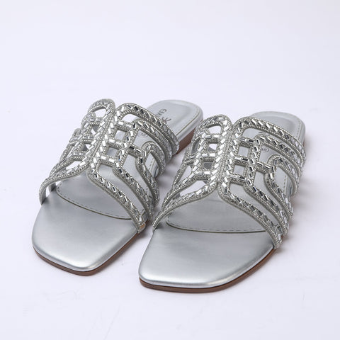 Eminent Women's Fancy Slipper - Silver, Women Slippers, Chase Value, Chase Value