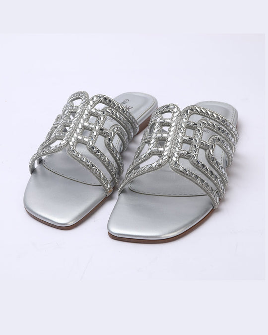 Eminent Women's Fancy Slipper - Silver, Women Slippers, Chase Value, Chase Value