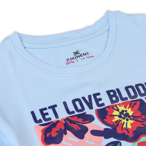 Eminent Girls Half Sleeves T-Shirt - Blue