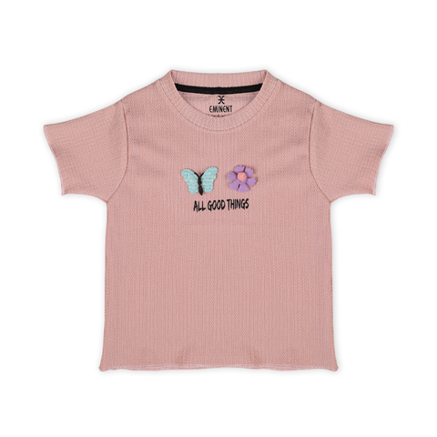 Eminent Girls Half Sleeves T-Shirt - Pink