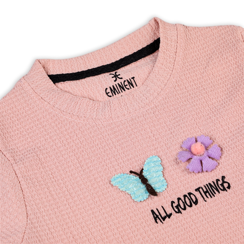 Eminent Girls Half Sleeves T-Shirt - Pink