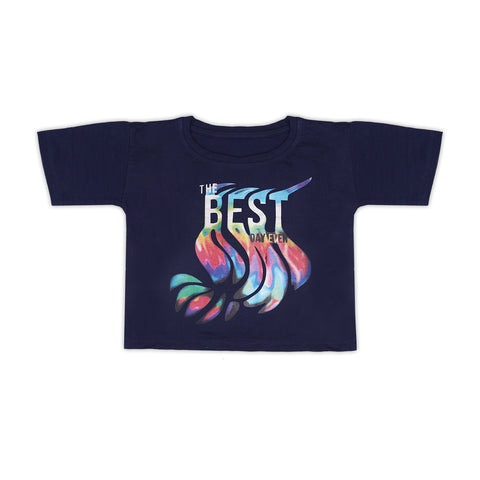Eminent Girls Half Sleeves T-Shirt - Mid Blue