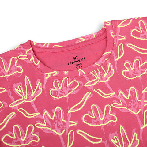 Eminent Girls Half Sleeves T-Shirt - Pink